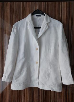 Стильный белый брендовый натуральный льняной пиджак жакет orwell 100% лён