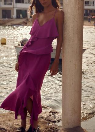 Нова літня жіноча сукня плаття міді сліп на бретельках zara, льон, лляна, м, 38