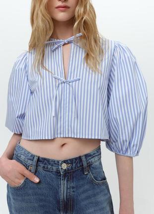 Поплиновая блузка zw collection с завязками