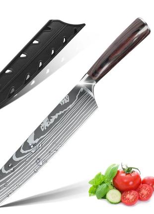 Нож nakiri full tang дамасский лазерный кухонный нож 8-дюймовый шеф-повар
