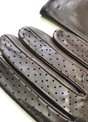 Женские кожаные перчатки без подкладки из натуральной кожи. цвет шоколад. размер 7,5"/20 см