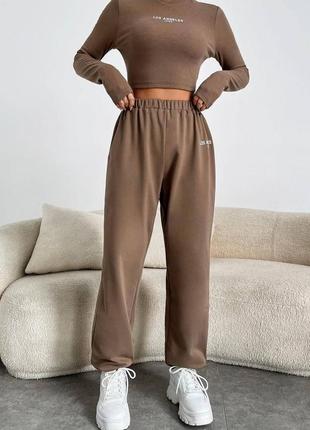 Женский весенний костюм штаны-джогеры и лонгслив с длинным рукавом размеры 42-48