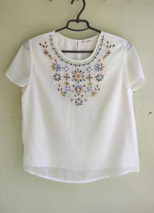 Оригінальна романтична блуза від бренду мiss selfridge вільного крою у етно стилі