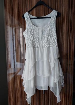 Літня біла натуральна сукня zara