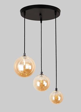 Черная люстра с кофейными 10/12/15см плафонами (61-p151f-3 bk+br 300)