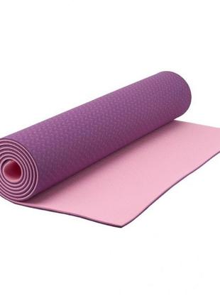Коврик для йоги та фитнеса 1830*610*6 мм tpe фиолетово-красный