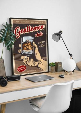 Вінтажний постер пінап gentleman's club / віскі / плакат для бару