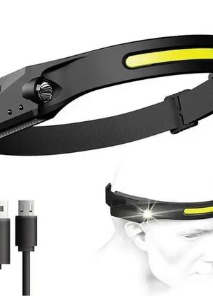 Налобний ліхтар bl g-28 xpe+cob з датчиком руху usb заряджання