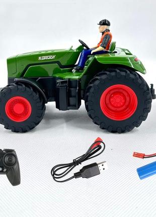 Іграшка трактор із водиником на радіокеруванні з акумулятором