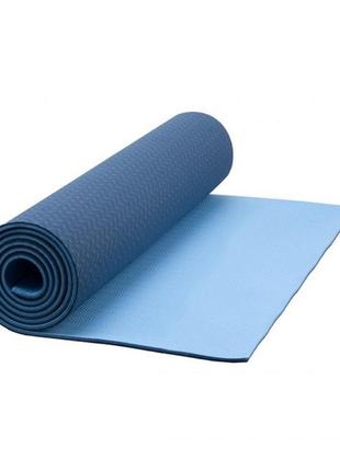 Коврик для йоги та фитнеса 1830*610*6 мм tpe сине-голубой