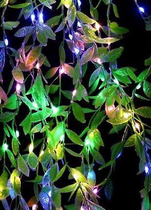 Гирлянда led яркая штора 2,0мх1,5м листья 240led (разноцветная) copper-wire-240m-3