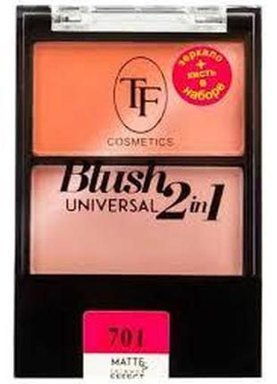 Tf universal blush 2 in 1 - двухцветные компактные румяна с матовым и шиммерным эффектом, №701