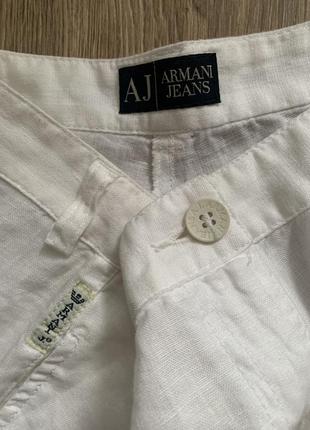 Armani jeans білі лляні брюки9 фото