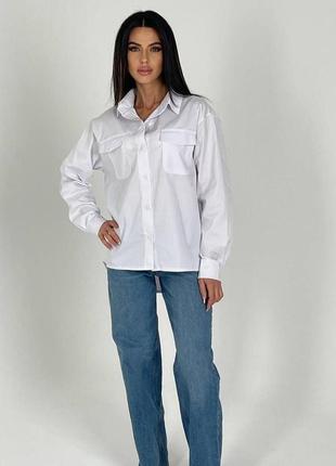 Женская летняя коттоновая рубашка с разрезом на спине размеры 42-46
