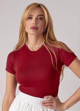 Коротка трикотажна футболка — темно-червоний колір, m (є розміри)