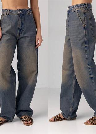 Женские джинсы багги с высокой талией