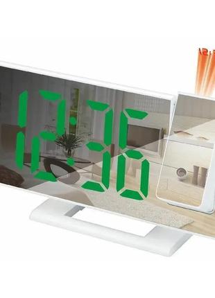 Стильні годинники 3618lp зелені з проєктором vst дзеркальний дисплей green дата, час і температура