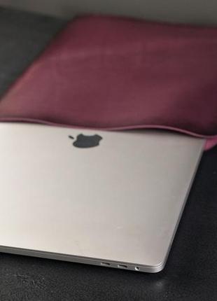 Кожаный чехол для macbook дизайн №1, натуральная кожа итальянский краст, цвет бордо2 фото