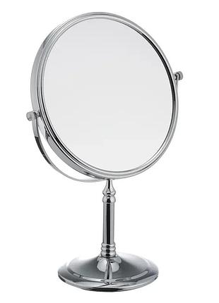 Косметичне дзеркало zerix lr6208 zx2713 кругле настільне металеве хром