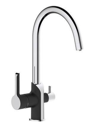 Кухонний змішувач на дві води mixxus premium edem 021 (black) (mi5925)