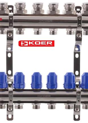 Колектор для теплої підлоги koer 6 контурів 1"/3/4" kr.1100 kr2632
