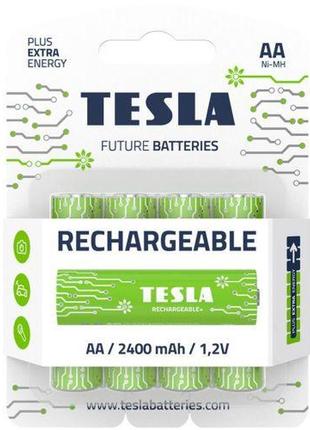 Батарейки акумуляторні tesla aa green + rechargeable (hr6), 4 штуки
