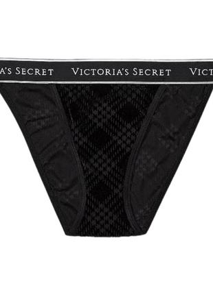 Трусики victoria's secret logo velvet tanga panty