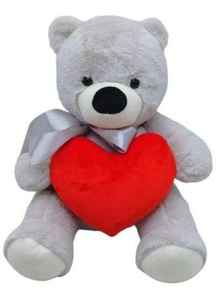 Мʼяка іграшка "ведмедик з серцем", сірий, 30 см