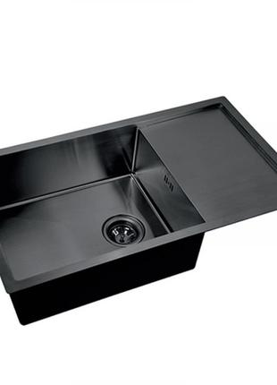 Мойка для кухни из нержавеющей стали прямоугольная mixxus mx7844-200x1.2-pvd 780x440x200мм матовая 1.2мм черна