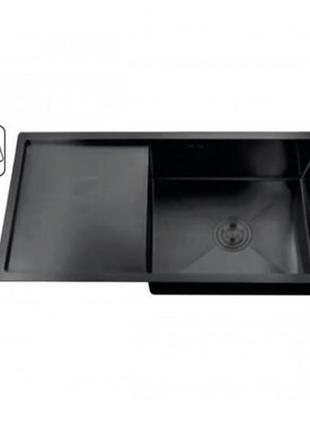Мийка для кухні zerix zh7844b-215 (3.0/1.0) pvd-black із сушаркою для посуду