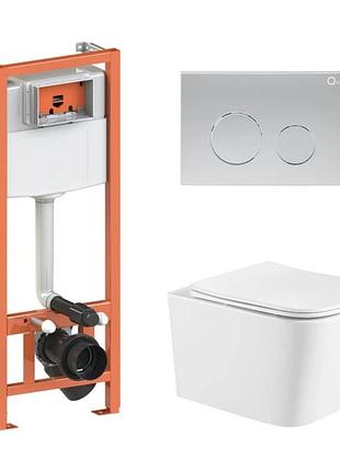Комплект инсталляции q-tap nest/crow кнопка сатин безободковый унитаз q-tap с крышкой микролифт дюропласт qt05