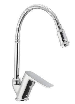 Cмеситель для кухни однорычажный с гибким изливом mixxus nobel 011 хром силумин mi1600