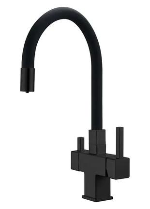 Змішувач для кухні з краном для фільтрованої води koer kb-72023-05 чорний латунь