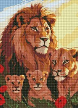 Алмазна мозаїка "родина левів" 40х50 см