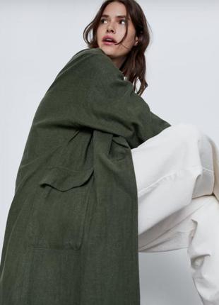 Zara пиджак  из смеси хлопка и льна