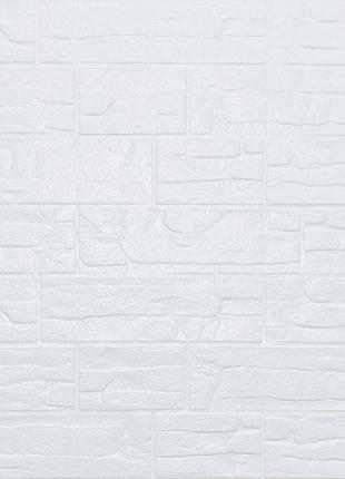 Самоклеюча декоративна 3d панель камінь біла рвана цегла700х770х5мм (155) sw-00000484