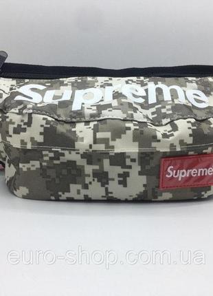 Поясна сумка supreme сірий камуфляж сумка на пояс