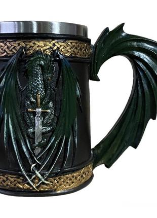 Кружка чашка 3d феникс зеленый 550ml