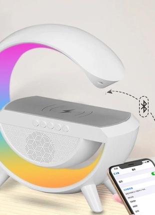 Светильник ночник rgb с беспроводной зарядкой, блютуз колонкой, радио