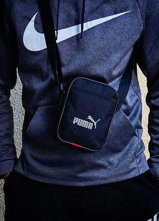 Барсетка  через плече puma пума чорна сумка чоловіча спортивна