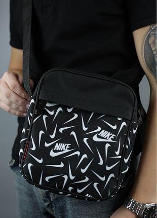 Мужская спортивная барсетка nike черная сумка через плечо найк nike