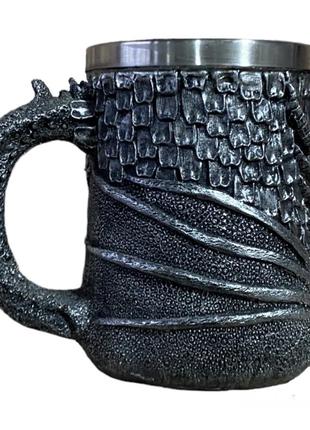 Кружка чашка 3d серый дракон 500ml3 фото