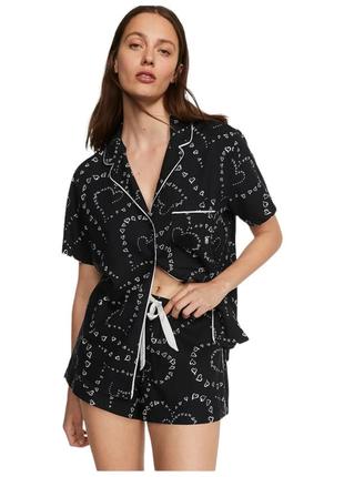Фланелевая пижама victoria's secret flannel short pajama set