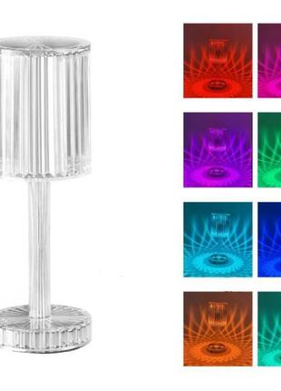 Проекционный светильник-ночник crystal table lamp diamond rose night light rgb