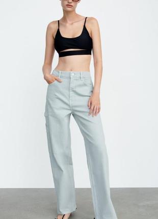 Zara зара hige rise джинси прямі широкі карго