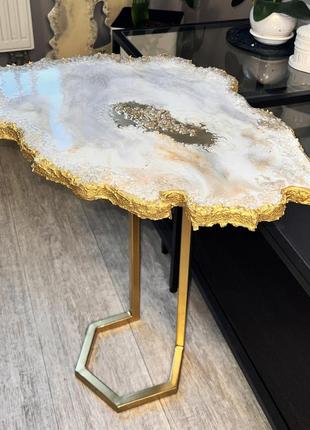 Столик журнальный из эпоксидной смолы geode-28 40x20 см