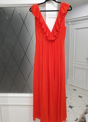 Красивое яркое платье сарафан zara юбка плиссе