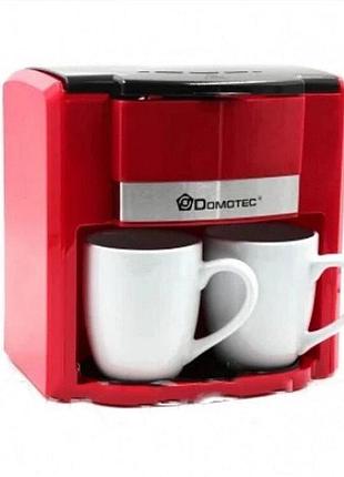 Кофеварка domotec ms-0705 с двумя чашками, 500вт