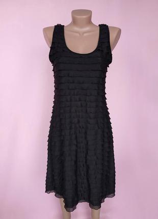 Платье-сарафан женское полупрозрачное однотонное с рюшами  без бренду черное