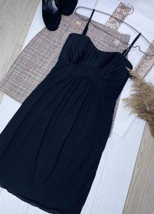 Чёрный короткий сарафан s платье трикотажное короткое платье а силуэта на тонких бретелях